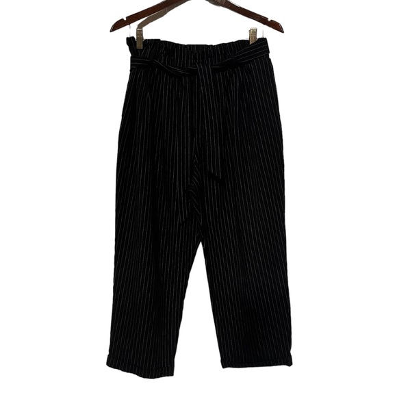 Grey, Pin striped, paperbag waist ankle pants - Picture 7 of 7